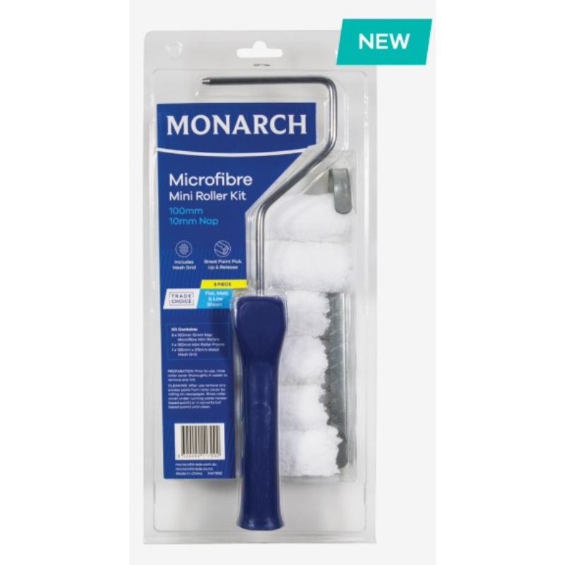 MONARCH 100mm Microfibre 10mm Nap Mini Roller Kit with Grid - TradeGear